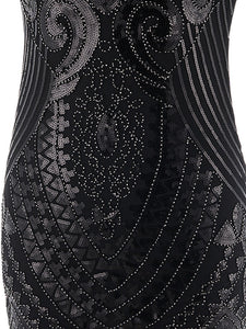 1920S Short Sleeve Fringed Sequin Gatsby Flapper Dress