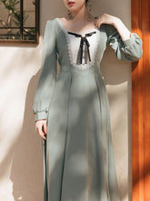 Load image into Gallery viewer, Light Green Long Sleeve Ruffles Evdwardian Revival Dress