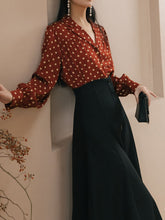 Load image into Gallery viewer, 1950S Vintage Red Polka Dots Shirt And Black Skirt Set