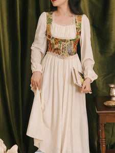 Sweat Victorian Floral Corset Long Sleeve Maxi Dress