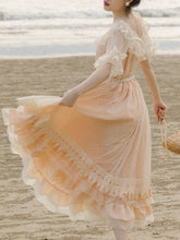 Load image into Gallery viewer, Pink Orange Ruffles Lace Vintage 1950S Swing Victoria&#39;s Fairy Dress