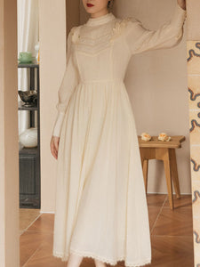 【Pre-Sale】Apricot Lace Ruffles Edwardian Revival Dress