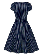 Load image into Gallery viewer, Polka Dots Off Shoulder Puff Sleeve 1950S Vintage Swing Dress
