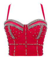 Load image into Gallery viewer, Sexy Handmade Rhinestones Corset Camisole Top