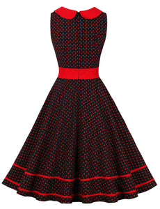 Peter Pan Collar Polka Dots 1950 Vintage Swing Dress