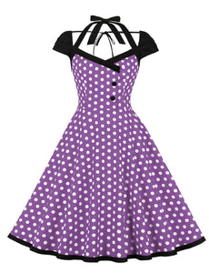 Minnie 1950s Polka Dot Cap Sleeve Vintage Swing Dress