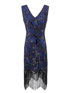 4 Colors 1920s V Neck Sequined Flapper Dress