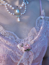 Load image into Gallery viewer, Pink Lace Corset Spaghetti Strap 1950S Vintage Dress