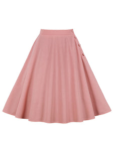 Pink Button High Wasit Swing 1950S Vintage Dance Skirt