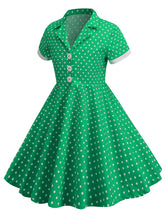 Load image into Gallery viewer, Kids Little Girls&#39; Dress Turn Down Collar Polka Dot Cotton 1950S Vintage Dress