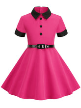 Load image into Gallery viewer, Kids Little Girls&#39; Dress Peter Pan Solid Color Cotton 1950S Vintage Dress