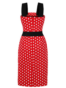 Minnie 1950s Polka Dot Bodycon Dress With Belt