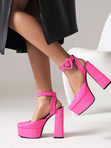 12CM High Heel Yellow Square Toe Platform Mary Jane Pump