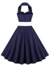 Load image into Gallery viewer, Black Ladybug Off the Shoulder High Waist Halter 1950 Dress