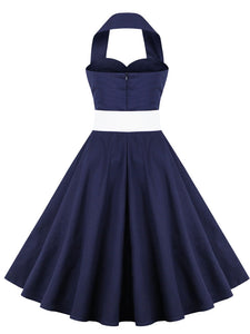 Black Ladybug Off the Shoulder High Waist Halter 1950 Dress