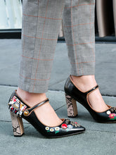 Load image into Gallery viewer, 9CM Luxury Poker Chunky Heels Retro Shoes