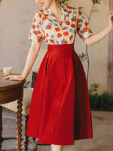 Load image into Gallery viewer, Flowers Print Shirt And Swing Skirt Dress Set