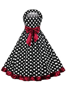 Polka Dots 1950S Vintage Sleeveless Swing Dress