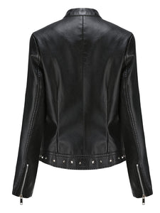 Rivet Long Sleeve PU Leather Motorcycle Jacket