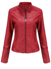 Load image into Gallery viewer, 6 Color Long Sleeve PU Leather Motorcycle Jacket