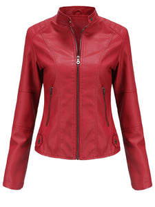 6 Color Long Sleeve PU Leather Motorcycle Jacket