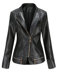 Light Green Long Sleeve PU Leather Motorcycle Jacket
