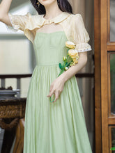Load image into Gallery viewer, 2PS White Cape With Green Spaghetti Strap 1950S Dress Set