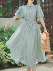 Bady Blue Puff Sleeve Cute Dress Vintage Princess Dress
