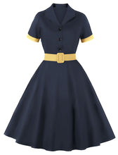 Load image into Gallery viewer, Red Plaid Turn Collar Cotton Vintage 1950S Dress With Belt