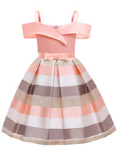 Load image into Gallery viewer, Kids Little Girls&#39; Dress Stripe Off Shoulder Party Birthday Christening Dress