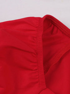 Red Sweet Heart Collar 1950S Swing Vintage Dress