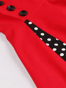 Polka Dot Square Neck Slim Fit Vintage Dress