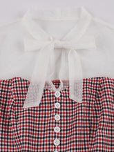 Load image into Gallery viewer, White Bowknot Collar Semi-Sheer Plaid 1950S Vintage Dress