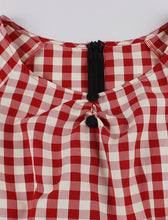 Load image into Gallery viewer, Red Plaid Cap Sleeve 1950S Vintage Swing Dress