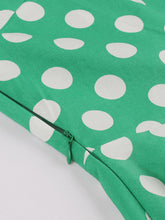 Load image into Gallery viewer, Green Elegant High Waist V Neck Short Sleeve Dots Vintage Dress