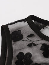 Load image into Gallery viewer, Black Lace Flower Semi-sheer Short Sleeve Dress