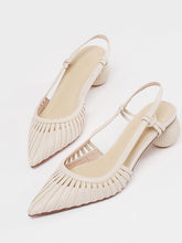 Load image into Gallery viewer, Women&#39;s Ball Heel Sandals Pointed Toe Hollow Belt Leather Vintage Shoes