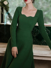 Load image into Gallery viewer, Dark Green The Marvelous Mrs.Maisel Same Style Long Sleeve Turtleneck Sweater Swing Dress