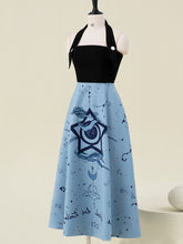 Load image into Gallery viewer, Black Halter Fake Two Piece Design With Blue Star Swing Dress