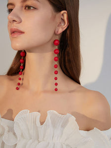 Vintage Plastic Pearl Party Long Earrings For Women