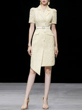 Load image into Gallery viewer, Apricot Lace Puff Short Sleeve Blazer Bud Dress