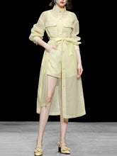 Load image into Gallery viewer, 4PS Yellow 1950S Vintage Camisole Lace Vest And Shorts Coat Set