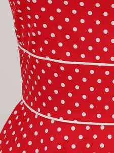 Red Polka Dots Sleeveless 1950S Vinatge Dress With Pockets