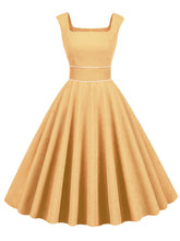 Load image into Gallery viewer, Light Yellow Corduroy Sleeveless 1950S Vinatge Dress With Pockets
