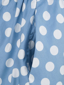 Blue And White Polka Dots Vintage Halter 1950S Dress With Belt