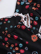 Load image into Gallery viewer, Black 1950S Halloween Skull Printed Halter Vintage Dress