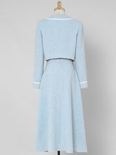 Load image into Gallery viewer, 2PS Lake Blue Long Sleeve Coat With Swing Skirt Suit