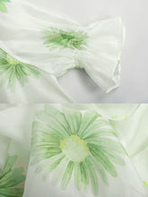 Load image into Gallery viewer, Green V Neck Floral Print Ruffles Maxi Chiffon Dress