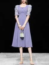 Load image into Gallery viewer, Avocado Green Puff Sleeve 1950S Vintage Dress