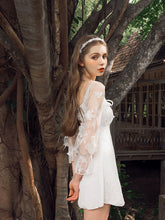Load image into Gallery viewer, White Beach Wedding Swimsuit Lace Long Sleeve Swimsuit With Butterfly Vintage One Piece Swimwear